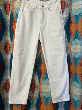 H&M White Denim High-Rise Jeans